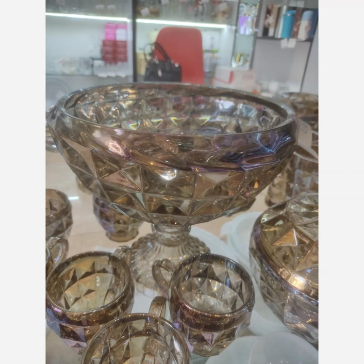 آجیل خوری ارغوانی لب طلا پایه دار