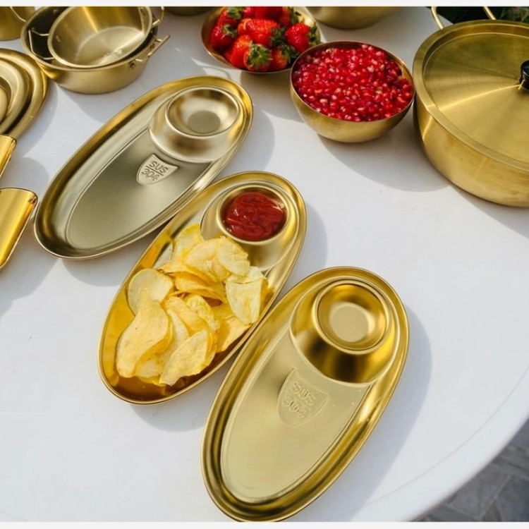 مزه خوری استیل طلایی بزرگ