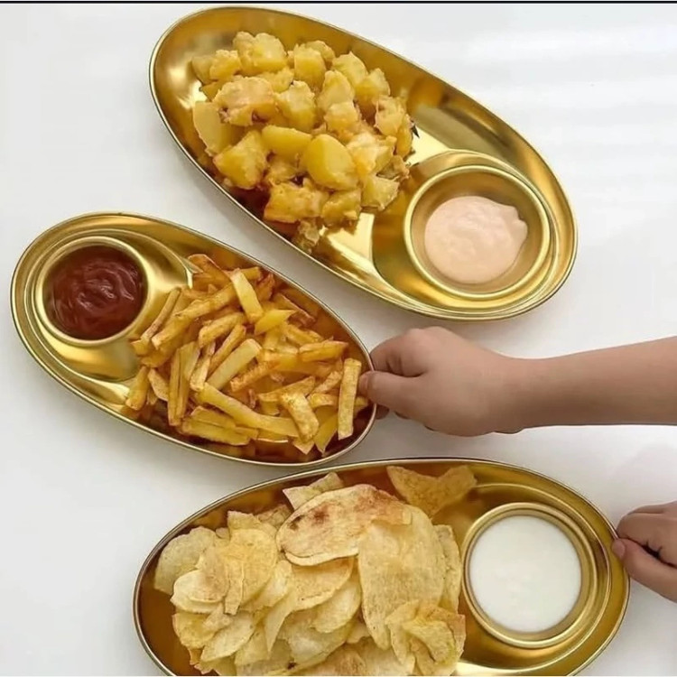 مزه خوری استیل طلایی بزرگ