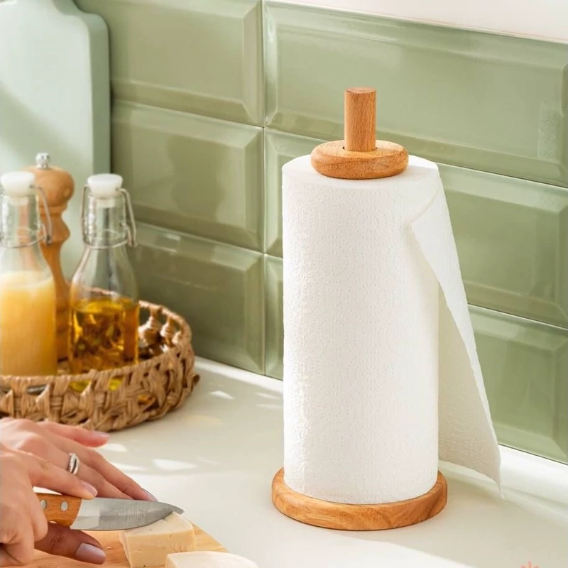 جا دستمال رولی بلند چوبی