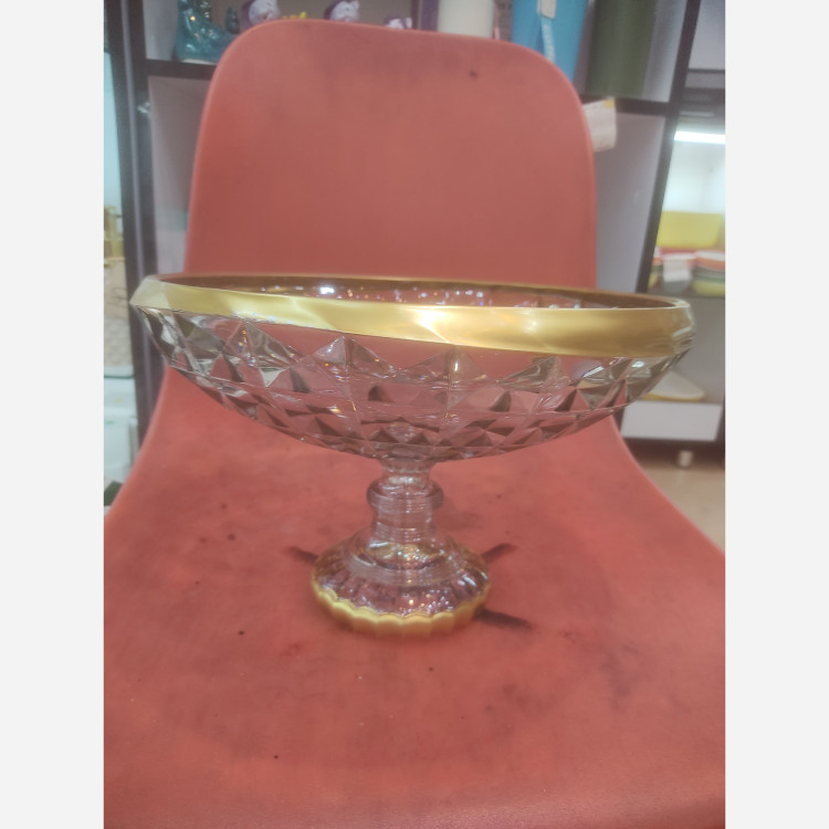 میوه خوری ارغوانی لب طلا پایه دار
