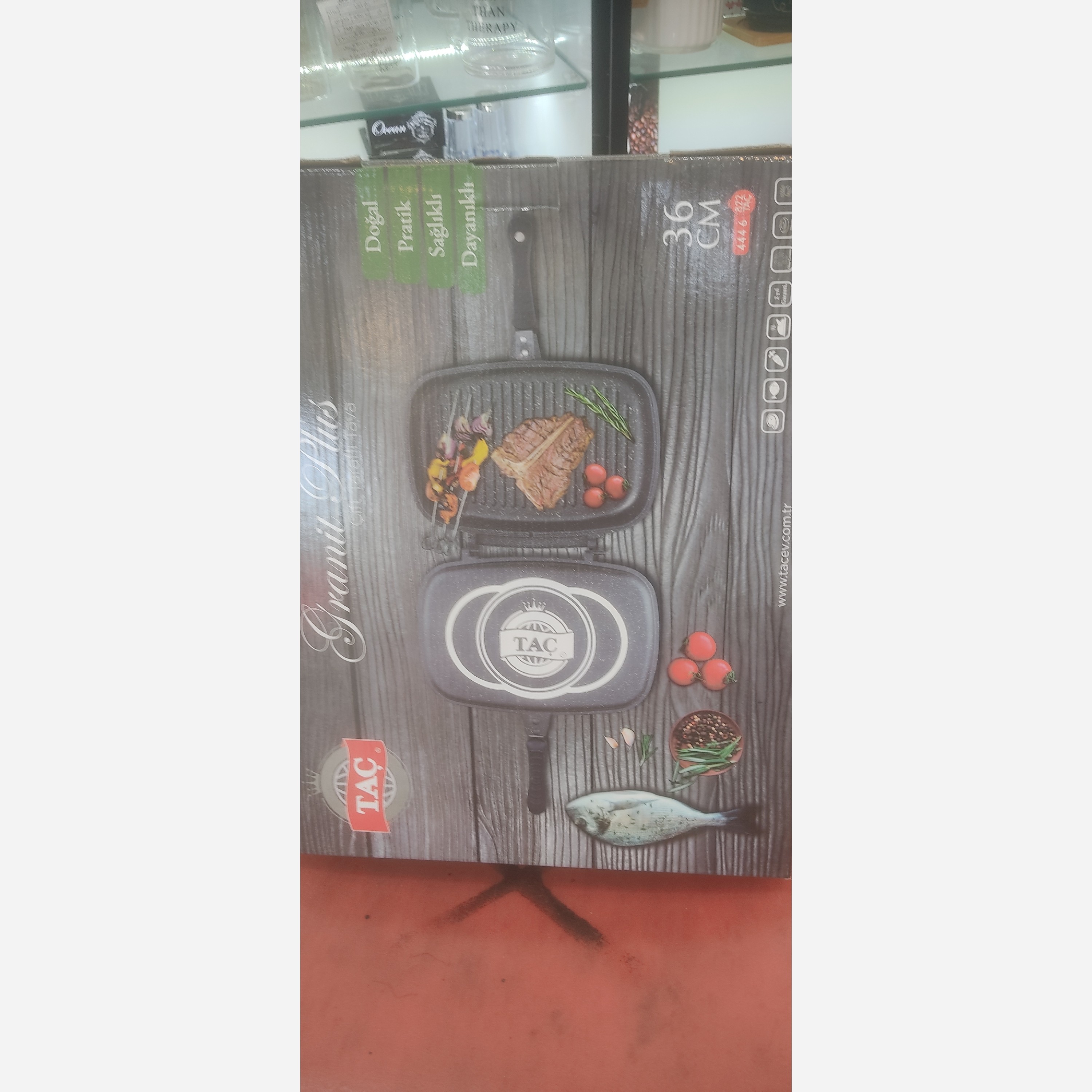 تابه گرانیت ترک دو طرفه دسته دار